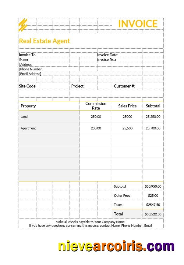 Real Estate Agent Invoice